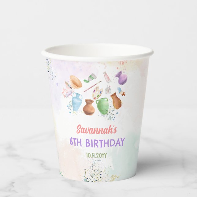 Keramikmalparty Geburtstag Pappbecher (Vorderseite)