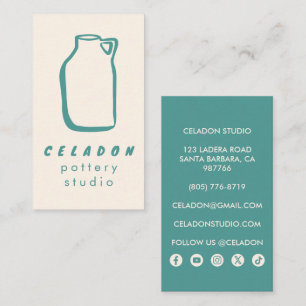 Keramikstudio Elegante handgezeichnete Icons  Visitenkarte