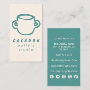 Keramikstudio Elegante handgezeichnete Icons  Visitenkarte