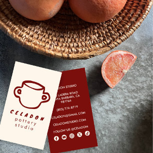 Keramikstudio Elegante handgezeichnete Icons  Visitenkarte