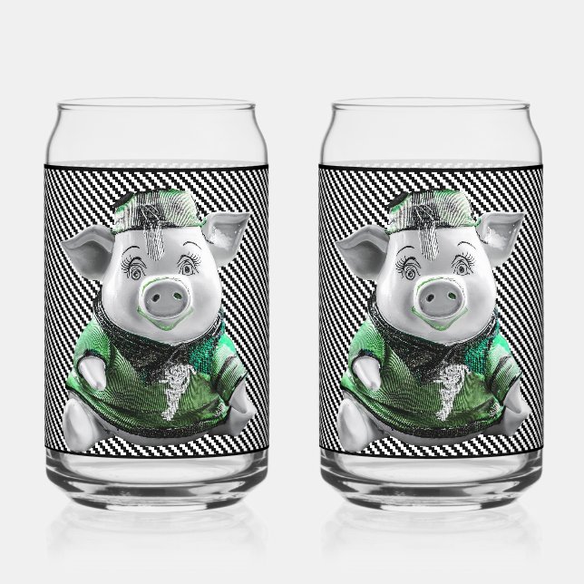 Keramisches Sparschwein Glas (Vorderseite)