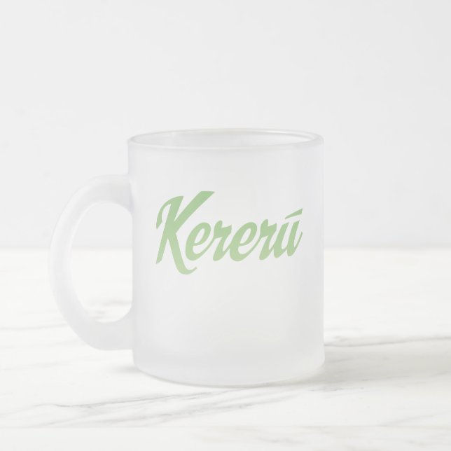 Kereru-Logo und Vogel Mattglastasse (Links)