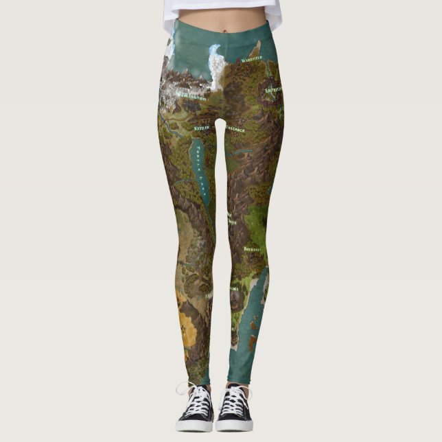 Kerker u. Drache-Weltkarte Leggings (Vorderseite)