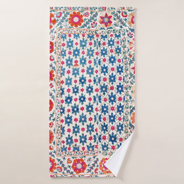 Kermina Suzani Usbekistan Stickerei Print Badhandtuch Set (Badehandtuch)