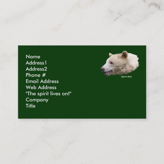 Kermode Bear Business Card Visitenkarte (Vorderseite)
