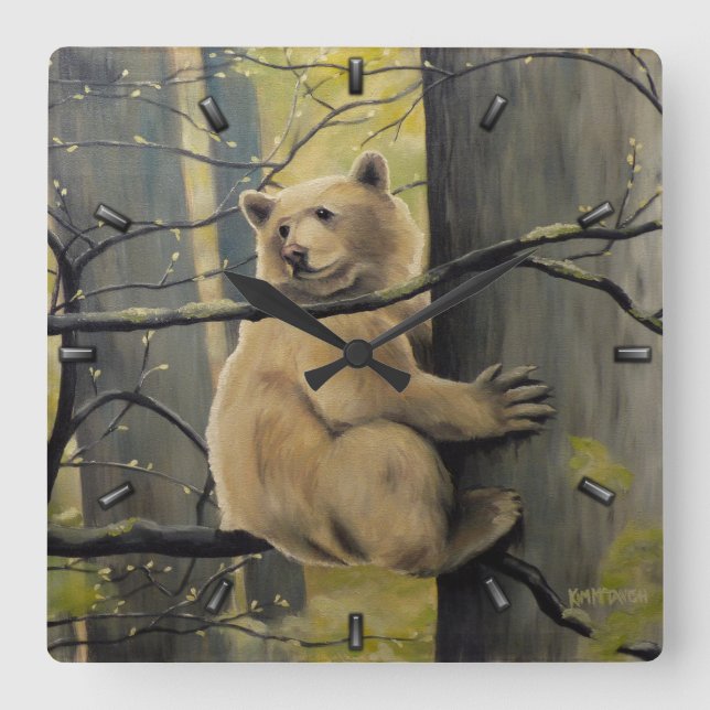 Kermode Bear Clock Bären Art Wall Uhren Bärendekor (Vorderseite)