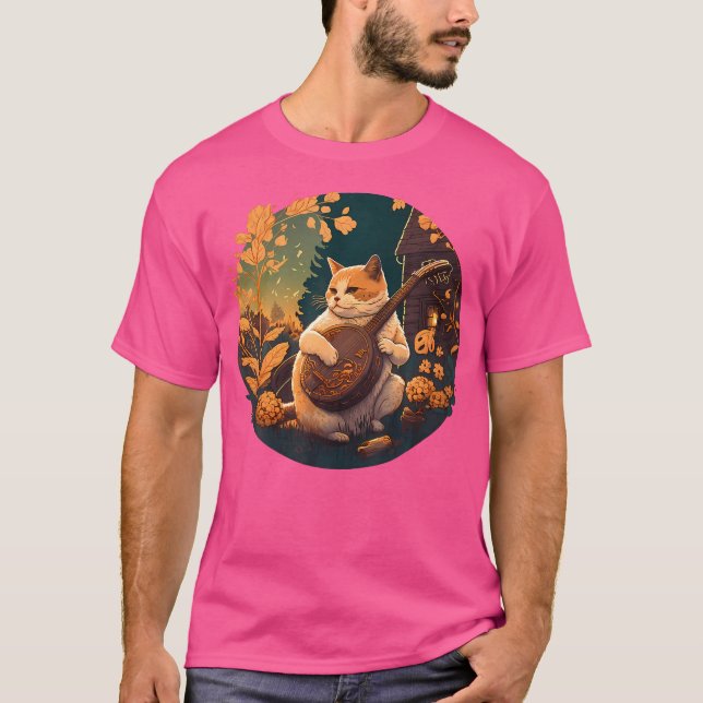 Kernästhetik-Chubby-Katze Banjo- Ca T-Shirt (Vorderseite)