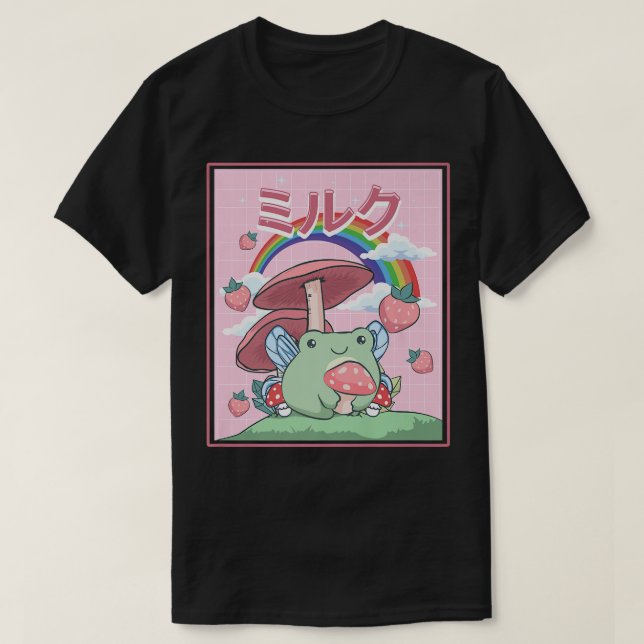 Kernästhetisch Kawaii Fairy Frosch Pilze T-Shirt (Design vorne)