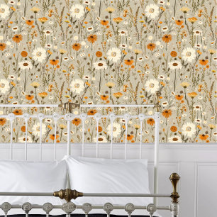 Kerne Orange und Weiße Wildblumen Tapete