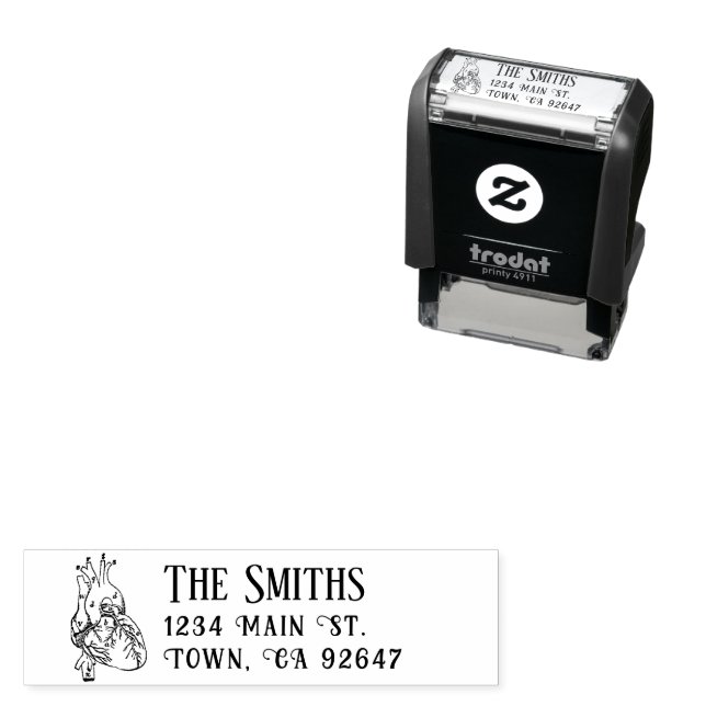 Kerne Rücksendeadresse Anatomisches Herz Permastempel (Beispiel)