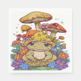 Kernfrosch-Blume-Pilze Serviette