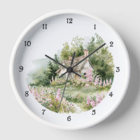 Kerngehäuse Hütte Watercolor Wall Clock