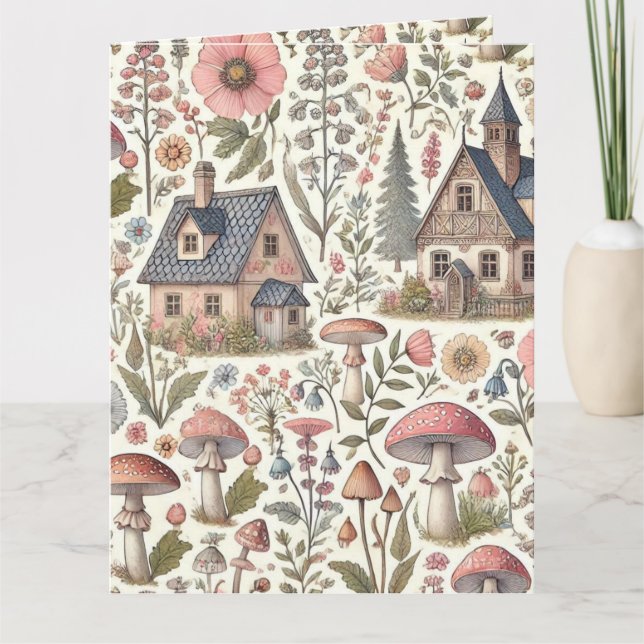 Kerngehäuse Pilz- und Blumenmuster Karte (Vorderseite)