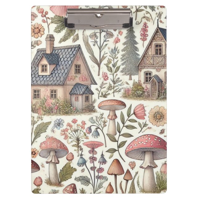 Kerngehäuse Pilz- und Blumenmuster Klemmbrett (Vorderseite)
