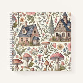 Kerngehäuse Pilz- und Blumenmuster Notizbuch