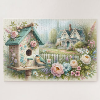Kerngeschäft Vogelhaus mit Blumengarten Puzzle