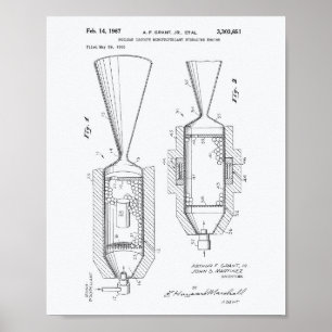 Kernisotopenmotor 1963 Patent Art White Paper Poster