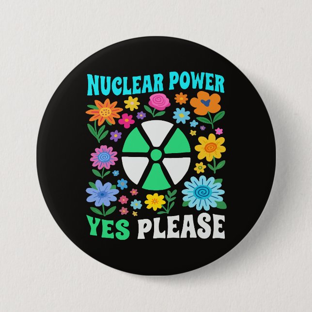 Kernkraft Ja Bitte Saubere Energie Blumen Button (Vorderseite)