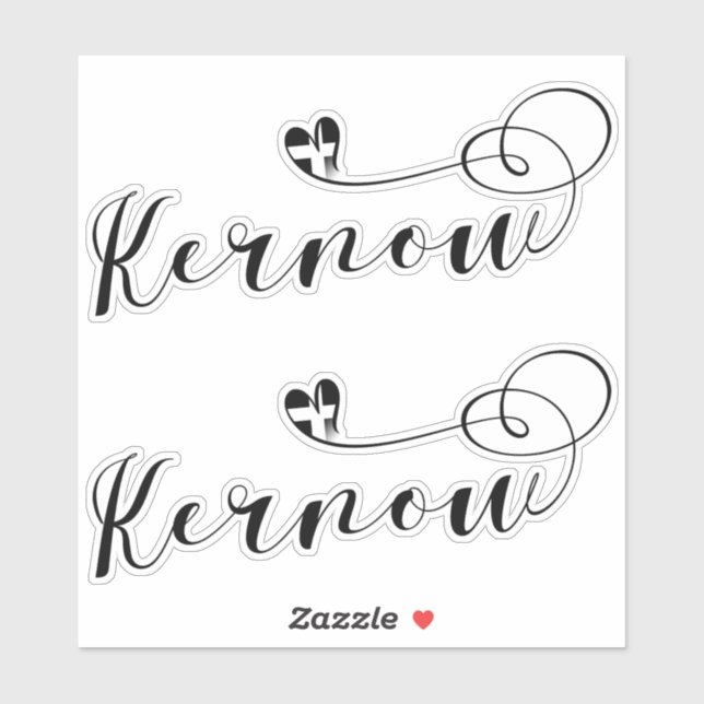 Kernow Flag in Herz, Kornisch, Cornwall Aufkleber (Blatt)