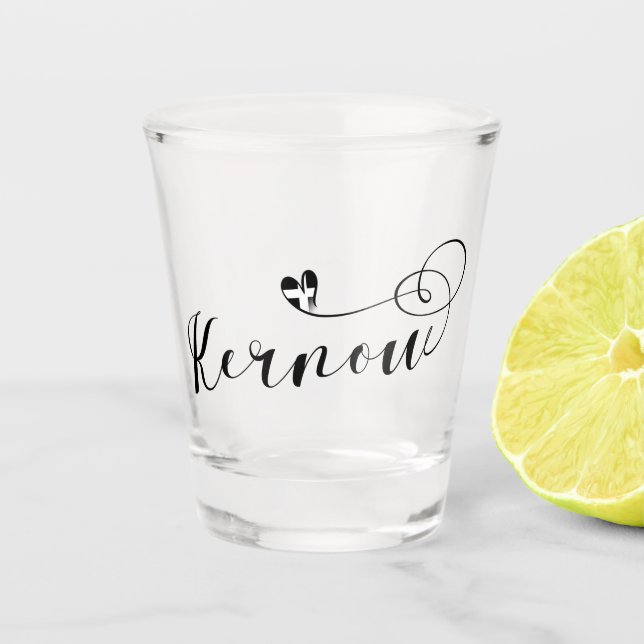 Kernow Flag in Herz, Kornisch, Cornwall Schnapsglas (Vorderseite)