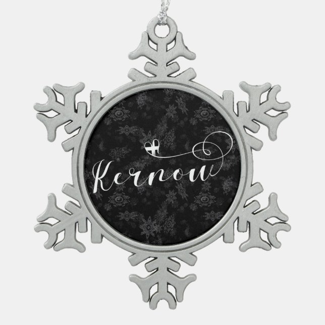 Kernow Flag in Herz, Kornisch, Cornwall Schneeflocken Zinn-Ornament (Vorderseite)