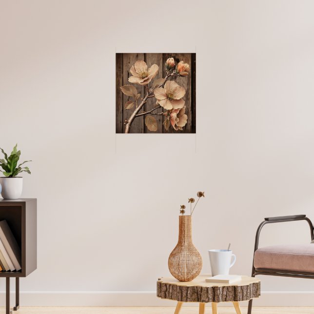 Kernpunkt botanische Illustration Rustikales Holz Poster (Wohnzimmer 3)