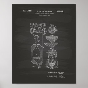 Kernspaltung 1956 Patent Tafelkreide Wandtafel Poster