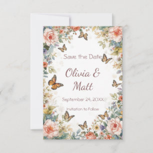 Kernstück Wildblume Butterfly Save the Date