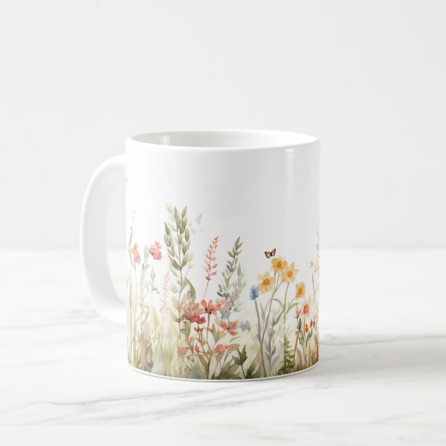 Kernstück Wildblume Untersetzer Vintag Kaffeetasse (Vorderseite Links)