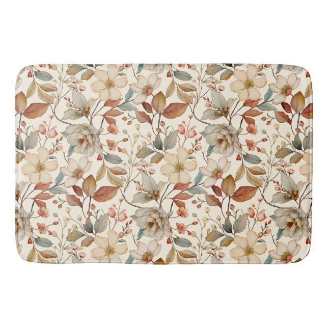 Kernstück Wildblume Wasserfarbenes Vintages Muster Badematte (Vorderseite)