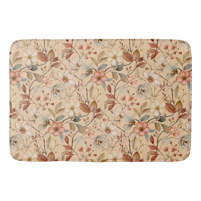 Kernstück Wildblume Wasserfarbenes Vintages Muster Badematte (Vorderseite)