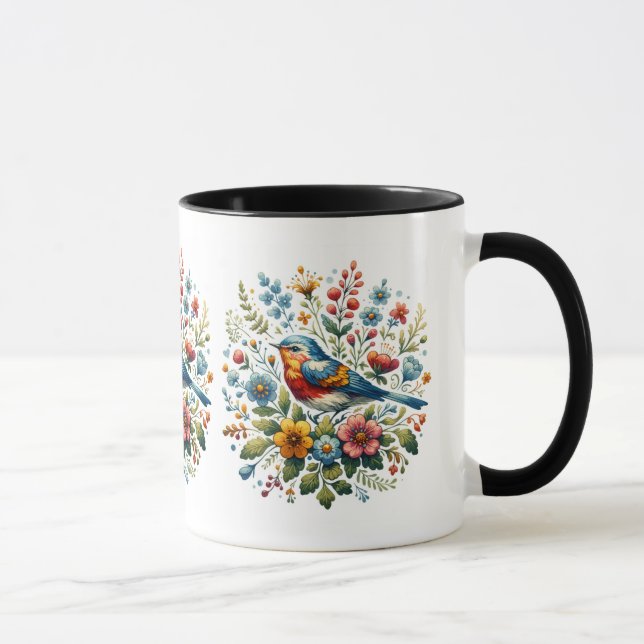 Kernvögel und Blume Tasse (Rechts)