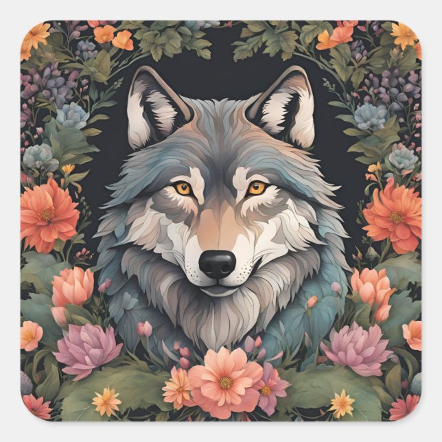 KernWolf Quadratischer Aufkleber (Vorderseite)