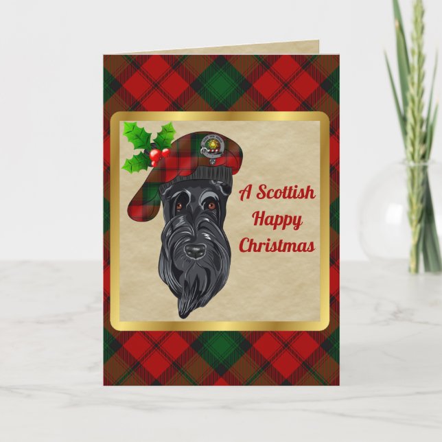 Kerr Clan Abzeichen & Tartan Personalisiert Karte (Vorderseite)