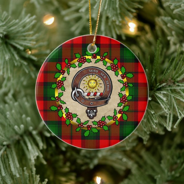 Kerr Clan Abzeichen & Tartan Personalisiert Xmas Keramik Ornament (Baum)