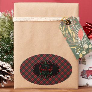 Kerr Modern Scottish Tartan Weihnachten Ovaler Aufkleber