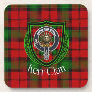 Kerr schottisches Clan-Tartan und Wappen Getränkeuntersetzer