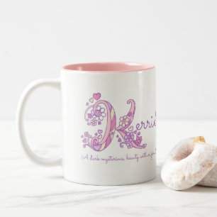 Kerrie dekorativer K Monogrammpastell Zweifarbige Tasse