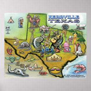 Kerrville TEXAS Karte Poster