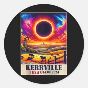 Kerrville Texas Total Solar Eclipse 2024 Totatily Runder Aufkleber