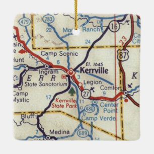 Kerrville TX Vintage Karte Keramikornament