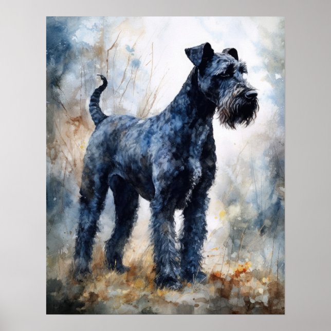 Kerry Blue Terrier Dog Art Print Poster (Vorne)