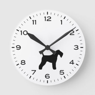 Kerry Blue Terrier Dog Breed Silhouette Runde Wanduhr