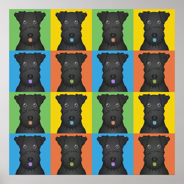 Kerry Blue Terrier Dog Cartoon Pop-Art Poster (Vorne)
