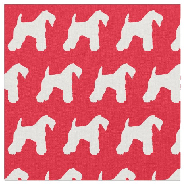 Kerry Blue Terrier Dog Silhouette Rot Stoff (Nahaufnahme)