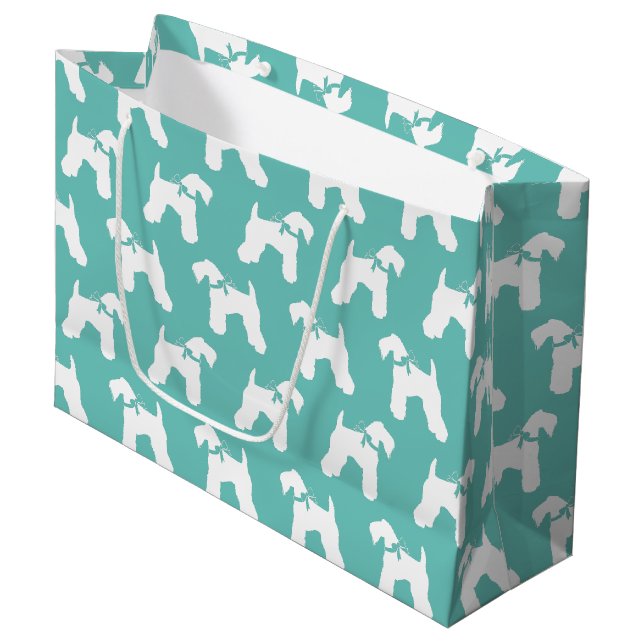 Kerry Blue Terrier Doppy Welpe Große Geschenktüte (Vorderseite Schrägansicht)