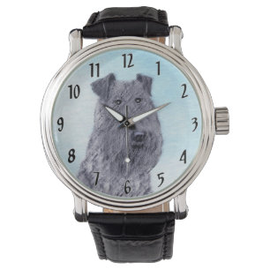 Kerry Blue Terrier Malerei Niedliche Original Dog Armbanduhr