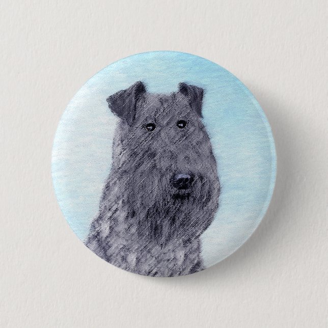 Kerry Blue Terrier Malerei Niedliche Original Dog  Button (Vorderseite)