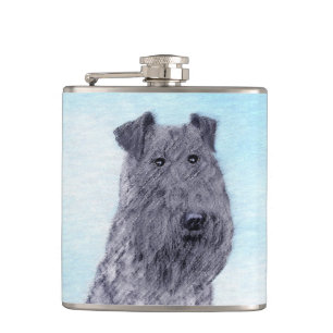 Kerry Blue Terrier Malerei Niedliche Original Dog Flachmann