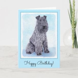 Kerry Blue Terrier Malerei Niedliche Original Dog  Karte